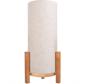 Lámpara de mesa LED Madita, altura 48 cm, naturaleza/lino, regulable por sensor táctil, con base de madera y pantalla textil