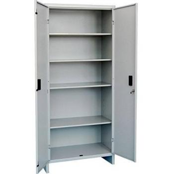 Armario Metálico Alto Pratiko 80x40x179.5 cm con 2 Puertas y Cerradura, Desmontado, Color Gris