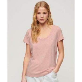 Superdry Camiseta Manga Corta Scoop Rosa para Mujer