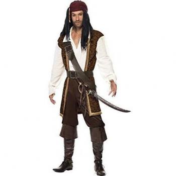 Smiffy'S 26224L Disfraz De Pirata De Alta Mar Con Top, Pantalones Cortos, Tahalí Cinturón Y Pañoleta Para La Cabeza, Marrón, L - Tamaño 42-44