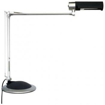 Lámpara de Escritorio LED MAULoffice, Ahorro Energético, 950 Lúmenes, Cabeza y Brazo Ajustables, Diseño Elegante en Plata y Negro