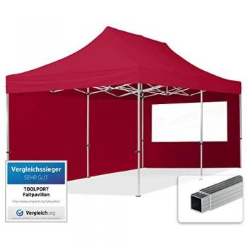 Carpa Plegable Toolport Gazebo 3x6m con Laterales de Aluminio, Tejido Repelente al Agua, Color Rojo, Ideal para Jardines y Eventos