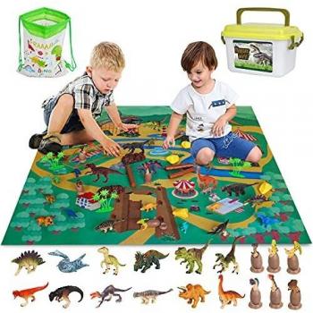 Vanplay Juguetes Dinosaurios Huevos de Dinosaurio con Tapete de Juego y Caja de Almacenamiento para Niños 53 Piezas