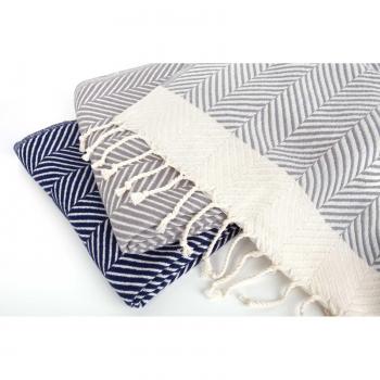 ZusenZomer Fouta Playa Toalla Turca XXL 'Dilan' Gris, Diseño Exclusivo Extra Largo, 95x210 cm | 100% Algodón, con Motivo de Espigas
