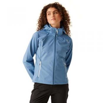 Regatta Women's Breathable Full Zip Hooded Softshell Jacket - Coronet Blue, Size 8