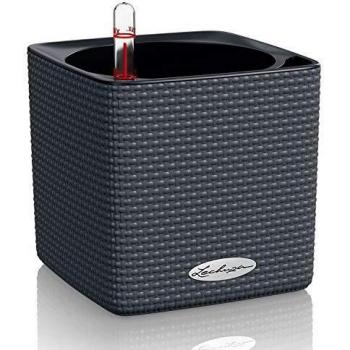 Vaso Autorriego Lechuza Cube Color 14 cm - Gris Pizarra - Kit Completo