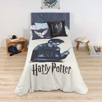 Funda Nórdica Harry Potter Multicolor 175 Hilos 200 x 200 cm con Botones para Cama de 120 - Licencia Oficial