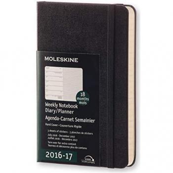 Moleskine DHB18WN2Y17 - Agenda semanal 18 meses, pocket 9 x 14, color negro