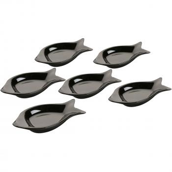 Versa Set 6 Mini-Salseras, Negro, 11x1,5x5,5 cm