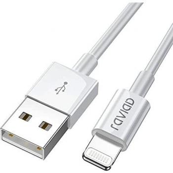 RAVIAD Cable Cargador iPhone, [MFi Certificado] 2M Cable Lightning Carga Rápida Cargador iPhone Compatible con iPhone 13 12 11 Pro XS MAX XR X 8 Plus 7 Plus 6S 6 Plus 5 5S 5C SE 2020 - Blanco