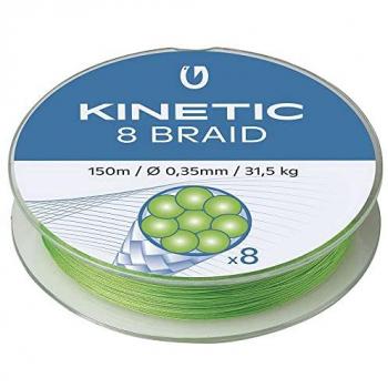Kinetic Línea Trenzada Cyber 8 - Hilo Trenzado - 150m - Color Verde Fluo - Diámetro 0.14mm - Resistencia 11.5kg