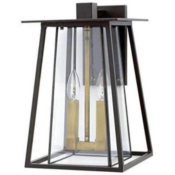 Aplique Walker para exteriores, bronce Buckeye, latón, vidrio, 2 luces.