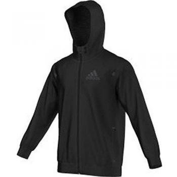 adidas S3 FZ Hood - Sudadera para hombre, color negro / gris, talla XS