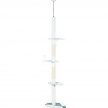 Árbol Rascador para Gatos de Suelo a Techo Ajustable con 3 Plataformas de Forma de Ola y 1 Bola 55x38x225-255 cm Blanco