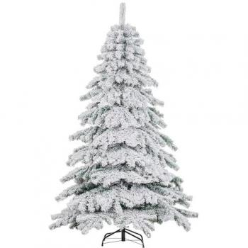 HOMCOM Árbol de Navidad Artificial Nevado 180 cm con 627 Ramas y Soporte de Metal, Color Verde y Blanco