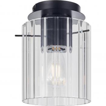 Plafón de techo Lucande Eirian, 1 luz, negro, cristal, E27