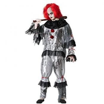 Disfraz de Payaso Macabro Adulto Hombre XXL para Halloween, Carnaval, Fiesta, Teatro y Cumpleaños de Miedo y Terrorífico