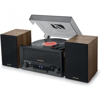 Muse MT120MB Microcadena con Tocadiscos de Madera y Color Negro