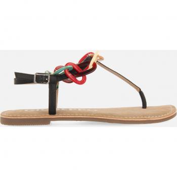 GIOSEPPO 72095 MEDLEY Sandalias Abiertas Mujer Negro, Sandalias planas de mujer de piel de dedo con eslabones