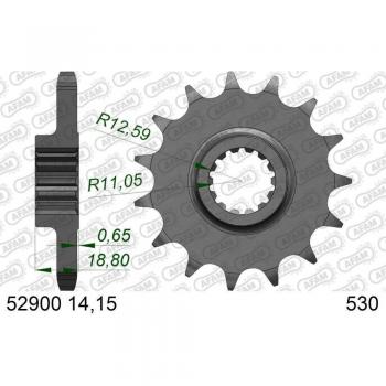 Piñón de acero estándar AFAM 52900 - 530, piñón para cadena AFAM 52900-15