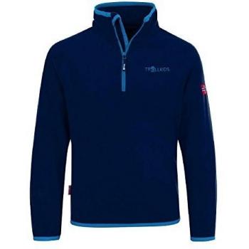 Trollkids Jersey de Polar Nordland con Cremallera para Niños, Color Azul Marino/Azul Brillante Talla 10 años