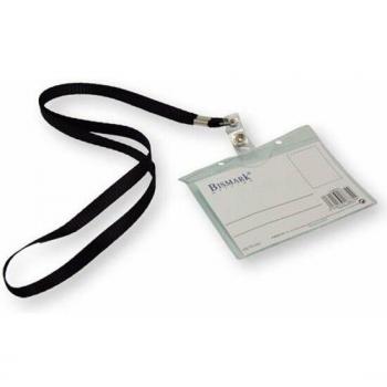 Bismark Tarjeta de Identificación con Cordón PVC Orientación Horizontal/Vertical 10,9 x 9,2 cm Color Negro