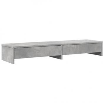 Soporte de monitor con cajones de madera gris y hormigón, dimensiones 100x27x15 cm