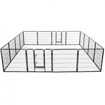 vidaXL Dog Playpen 16 Panels Steel 80x80 cm Black