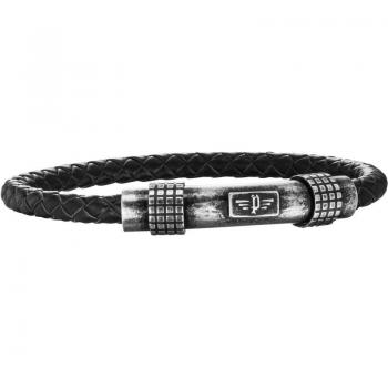 Pulsera de cuero para hombre Police S14ALB02B de 19 cm, accesorio unisex sin metal, modelo PJ.26048BLE/03-S, longitud de 190 mm