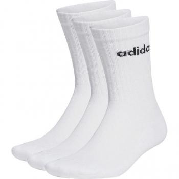 Adidas Unisex Linear Crew Cushioned Socks, 3 Pairs, White/Black, Size S