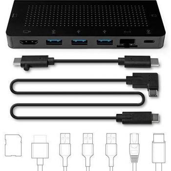 Twelve South StayGo | USB-C Hub for Type C MacBooks, Laptops and iPad Pro with included 1 meter desktop cable + stowable travel cable for Home, Office & Travel