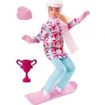 Barbie Muñeca Rubia Deportista de Invierno con Snowboard Articulada, 30 cm, Incluye Tabla de Snowboard y Trofeo, para Niños Mayores de 3 Años (