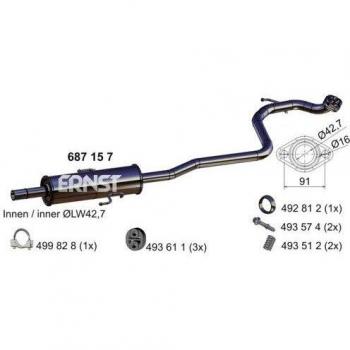 Silenciador Intermedio ERNST 687157 para Toyota Yaris II 3/5 puertas