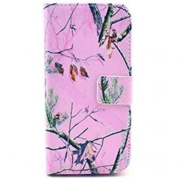 Alefant Impresión de Flip portatil estilo funda con tarjetero para iPhone 6 Plus 5.5 pulgadas Funda Carcasa Funda, Pink Zweig