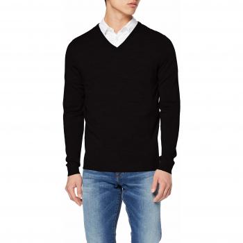SELECTED HOMME Slhtower New Merino V-Neck B Noos suéter, Negro