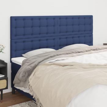 Cabeceros de tela azul vidaXL, 4 unidades, dimensiones 80x5x78/88 cm