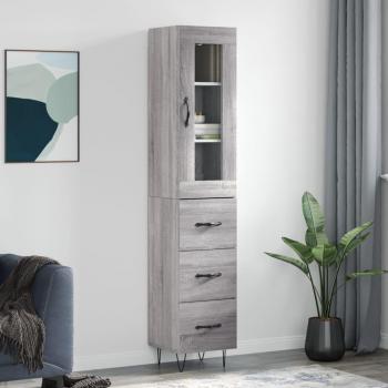 Aparador alto de madera contrachapada gris Sonoma 34,5x34x180 cm
