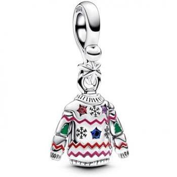 Charm Dangle Jersey de Navidad Pandora en Plata de Ley con Cristales, Edición Limitada