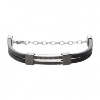 Pulsera de Hombre BREIL B.C.6 en Acero, Fibra de Carbono y Cuero - Plata/Negro - Talla 24