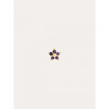 Pendiente Suelto Singularu Star Spark Lavande - Plata de Ley 925 con Baño de Oro 18Kt y Cierre Rosca - Joya para Mujer
