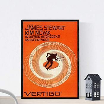 Póster Vintage Cine Vértigo de Hitchcock - Sin Marco - Tamaño A4