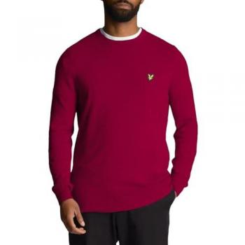 Lyle & Scott Men's Extra Large Cotton Merino Crew Neck Sweater in Rich Burgundy