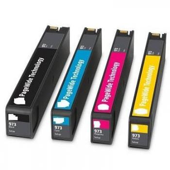 Pack de 4 Cartuchos Compatibles HP 973X Negro (182ml) y Color (85ml) para Impresoras HP PRO 452dw, 477dw, P57750dw, P55250dw - Rendimiento: