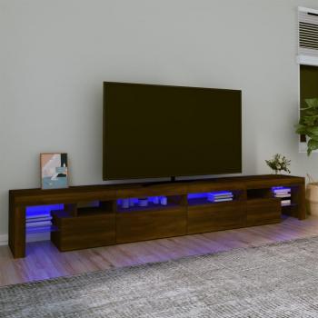 Mueble de TV con luces LED 260x36,5x40 cm en color marrón roble