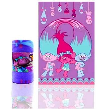TROLLS Glow' - Manta de Forro Polar, diseño Grande, poliéster, Multicolor, Individual