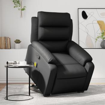 Sillón reclinable de masaje de pie de cuero artificial en colores negro, crema y gris - Sillón cómodo para dormitorio, silla relax y sofá