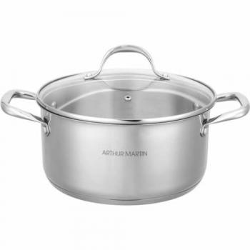 Olla con Tapa Arthur Martin AM2513 Ø 28 cm - Acero Inoxidable - Compatible con Todos los Fuegos, Incluyendo Inducción