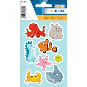Pegatinas Mágicas de Seda - Animales Marinos para Niños, 10 Piezas