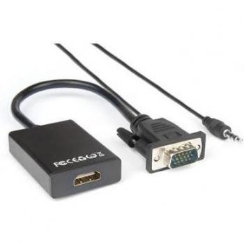 Adaptador de Video VGA a HDMI con Audio 1080p Tipo A Negro XVAVGA-HDMA