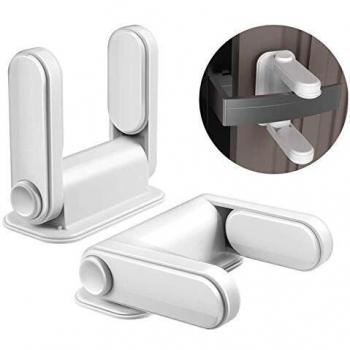 Cerraduras Para Puerta a Prueba de Bebés, 2 Piezas Bloqueo de seguridad anti-apertura a prueba de niños, con Resistente Adhesivo Fuerte Sin Herramientas o Perforaciones